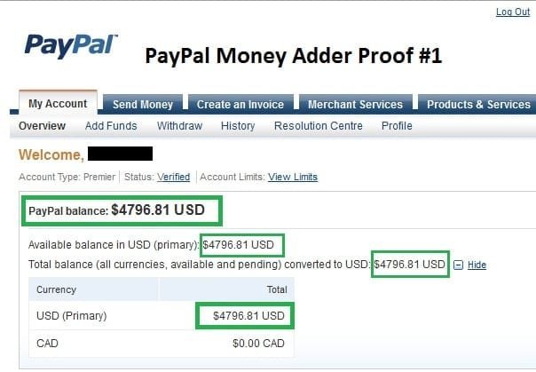 PayPal payment proof