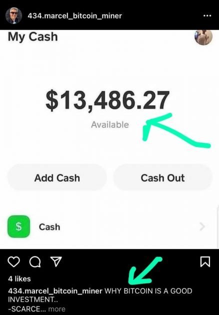 cash evidence to lure clients on Instagram for yahoo
