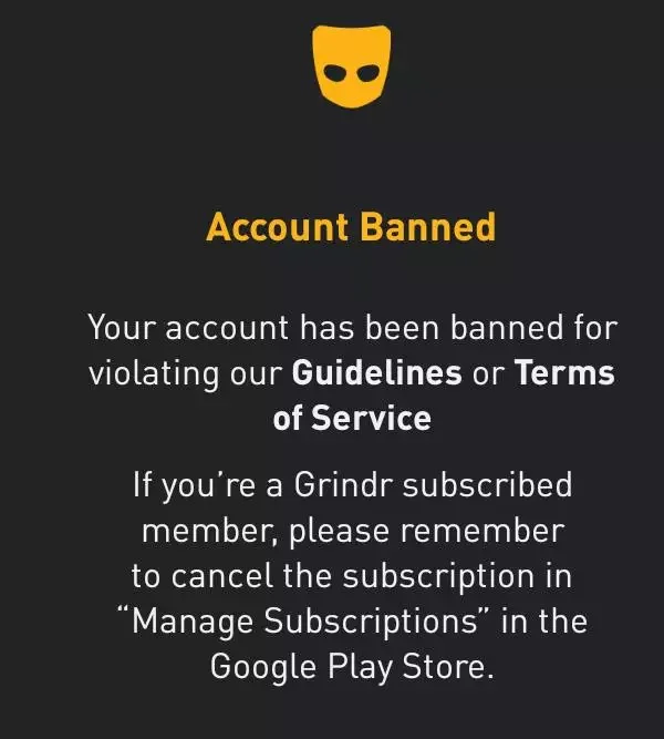 screenshot grindr led to ban